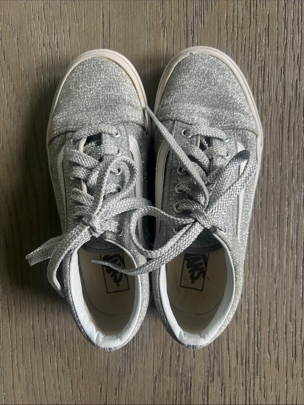 Vans Kids Silver Glitter Low Top Sneakers